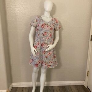 Cath Kidston Pink Rose Floral Shirt Dress Size 12/M